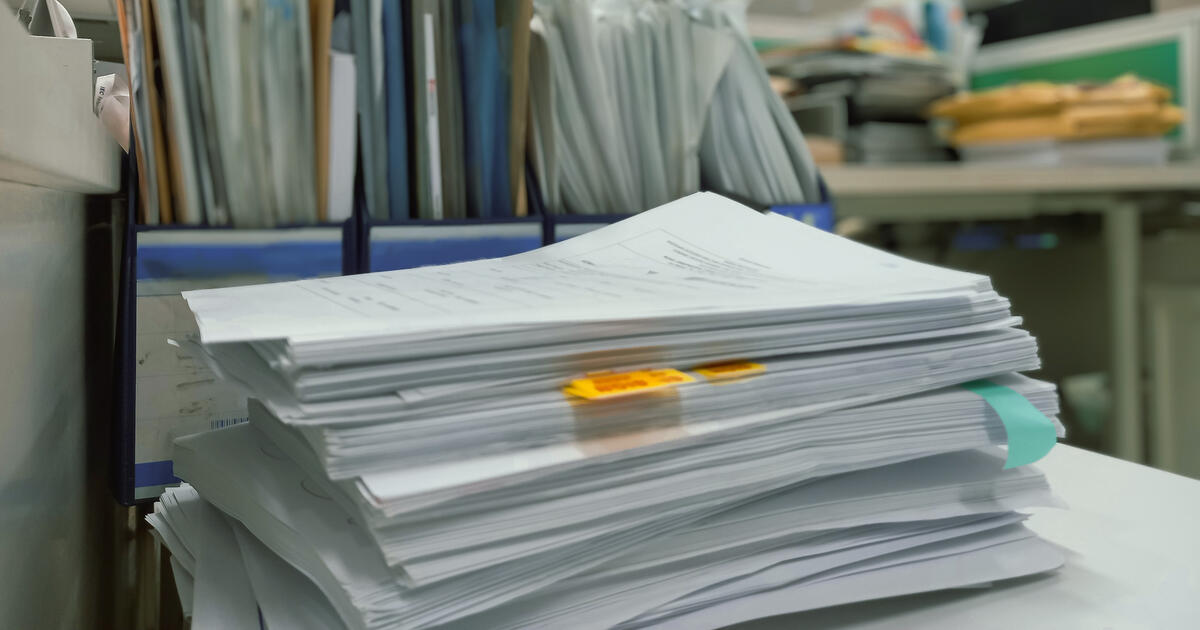 Stack of files on a table