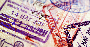 Various stamps inside passport