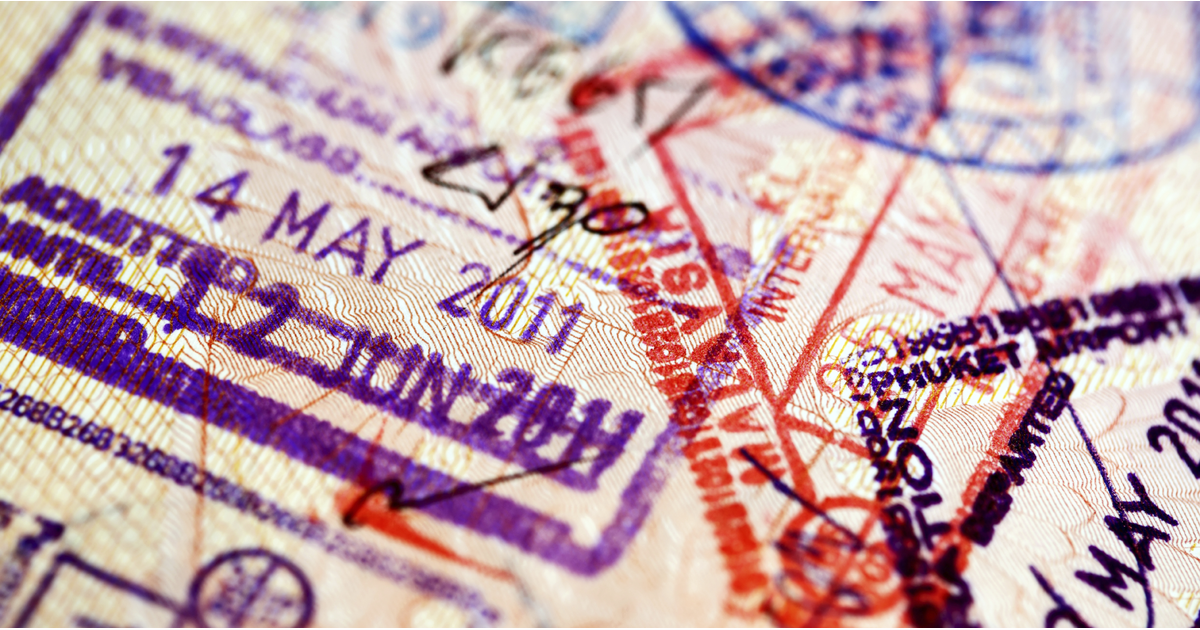 Various stamps inside passport